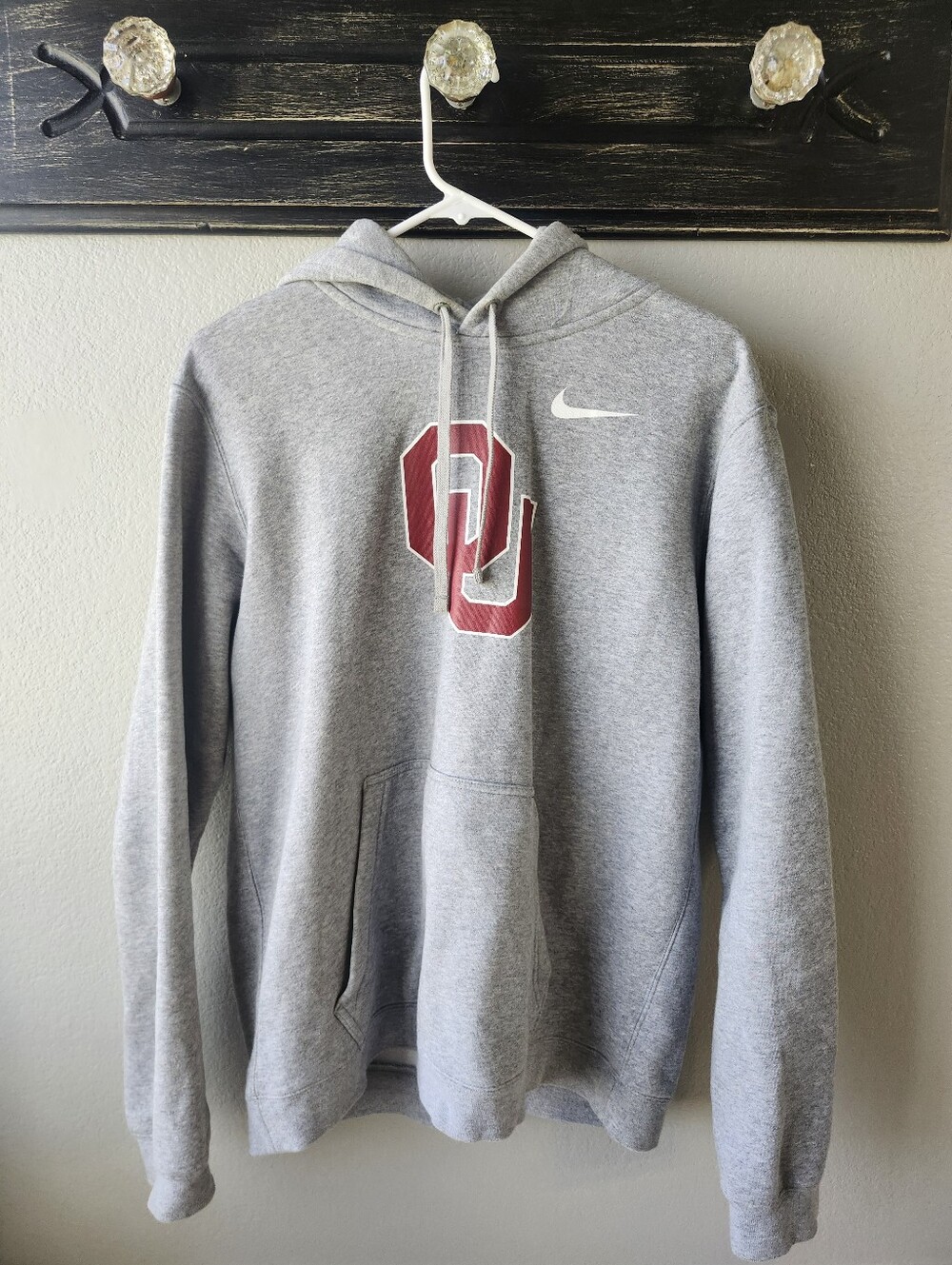 Nike Gray Hoodie with Crimson OU Logo